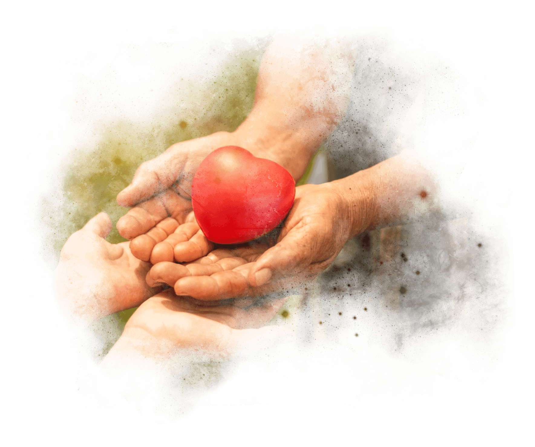 Hands sharing a sacred red offering